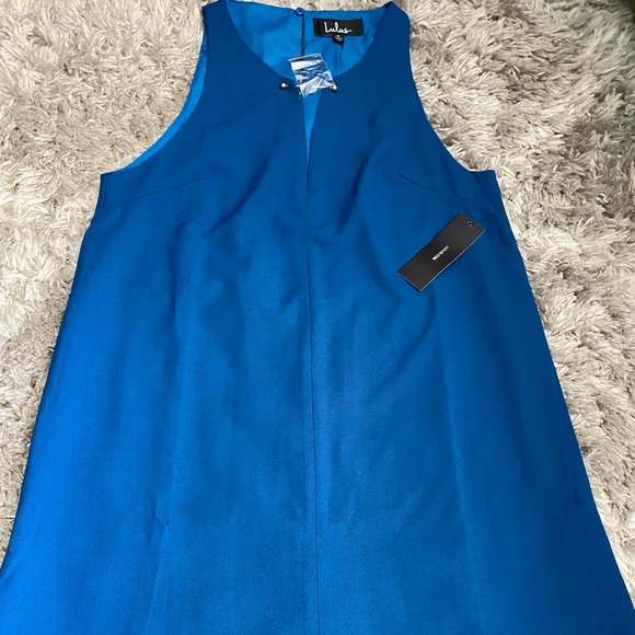 Lulus Near or Bar Teal Blue Shift Dress - Picture 7 of 8